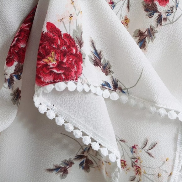 White Summer Floral Beach Mini Country Dress - Picture 4 of 7